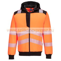 Portwest PW3 Hi-Vis zippzáras kapucnis pulóver