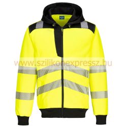 Portwest PW3 Hi-Vis zippzáras kapucnis pulóver